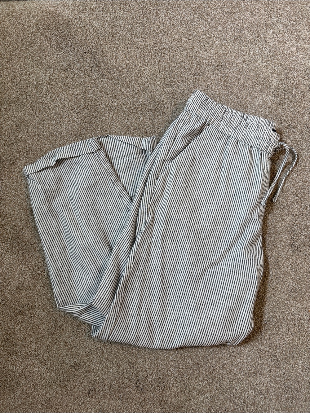 J Crew Striped Drawstring Linen Pants - Size 10